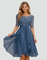 Women's Lace Bodice Midi Dress Wedding Guest Cocktail Party Three-Quarter Sleeve - Victrafia