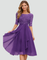 Women's Lace Bodice Midi Dress Wedding Guest Cocktail Party Three-Quarter Sleeve - Victrafia