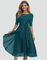 Women's Lace Bodice Midi Dress Wedding Guest Cocktail Party Three-Quarter Sleeve - Victrafia