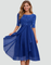 Women's Lace Bodice Midi Dress Wedding Guest Cocktail Party Three-Quarter Sleeve - Victrafia