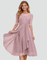 Women's Lace Bodice Midi Dress Wedding Guest Cocktail Party Three-Quarter Sleeve - Victrafia