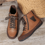 Women's Lace-Up Ankle Boots Side Zipper Round Toe Casual Walking Flat Booties - Victrafia