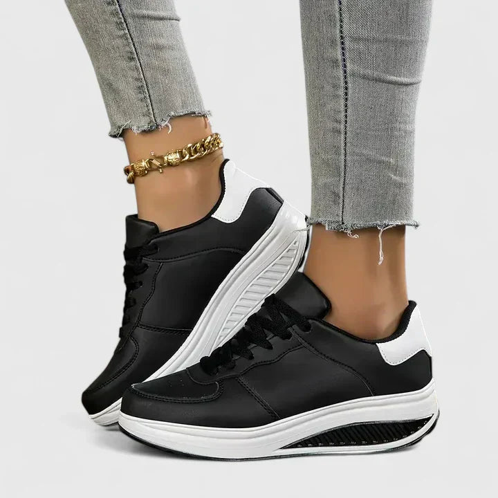 Women's Lace-Up Platform Sneakers Casual Walking Shoes Cushioned Wedge - Victrafia