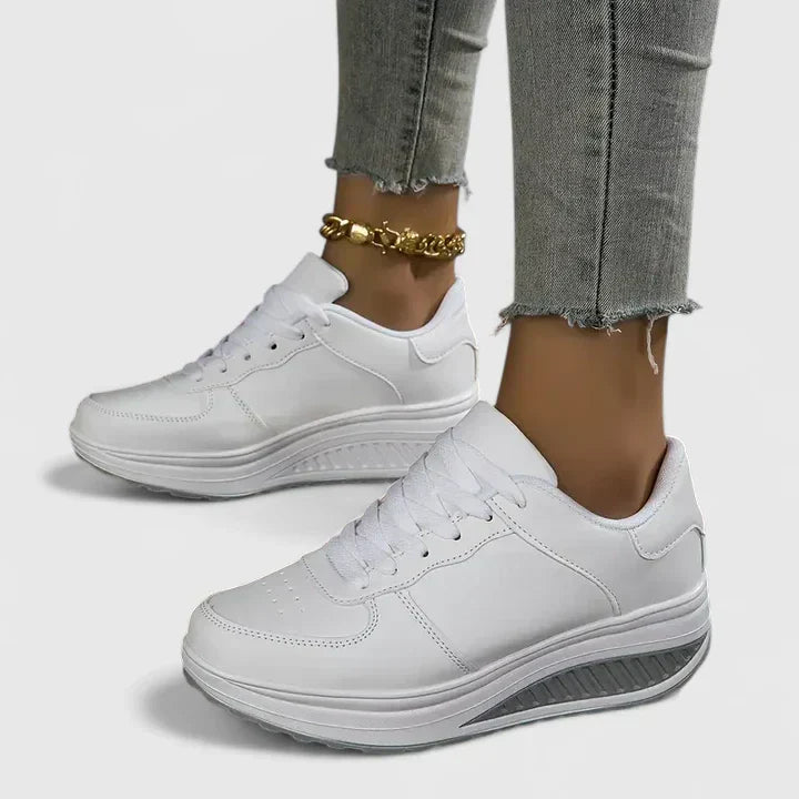 Women's Lace-Up Platform Sneakers Casual Walking Shoes Cushioned Wedge - Victrafia
