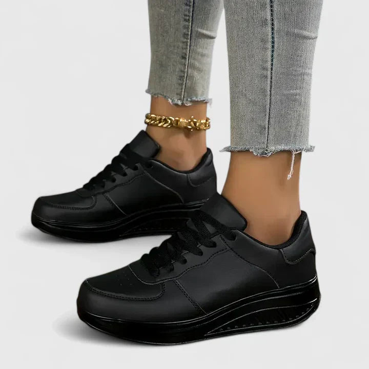 Women's Lace-Up Platform Sneakers Casual Walking Shoes Cushioned Wedge - Victrafia