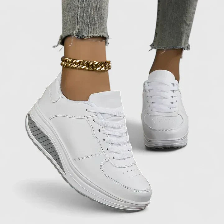 Women's Lace-Up Platform Sneakers Casual Walking Shoes Cushioned Wedge - Victrafia