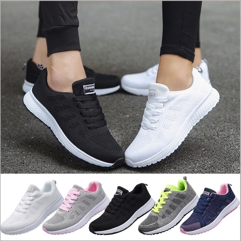 Women's Lightweight Breathable Mesh Sneakers Casual Walking Everyday Lace-Up Running Shoes - Victrafia