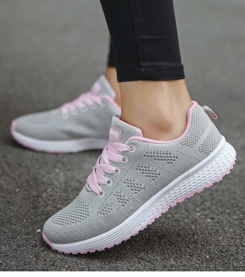 Women's Lightweight Breathable Mesh Sneakers Casual Walking Everyday Lace-Up Running Shoes - Victrafia