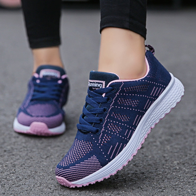 Women's Lightweight Breathable Mesh Sneakers Casual Walking Everyday Lace-Up Running Shoes - Victrafia