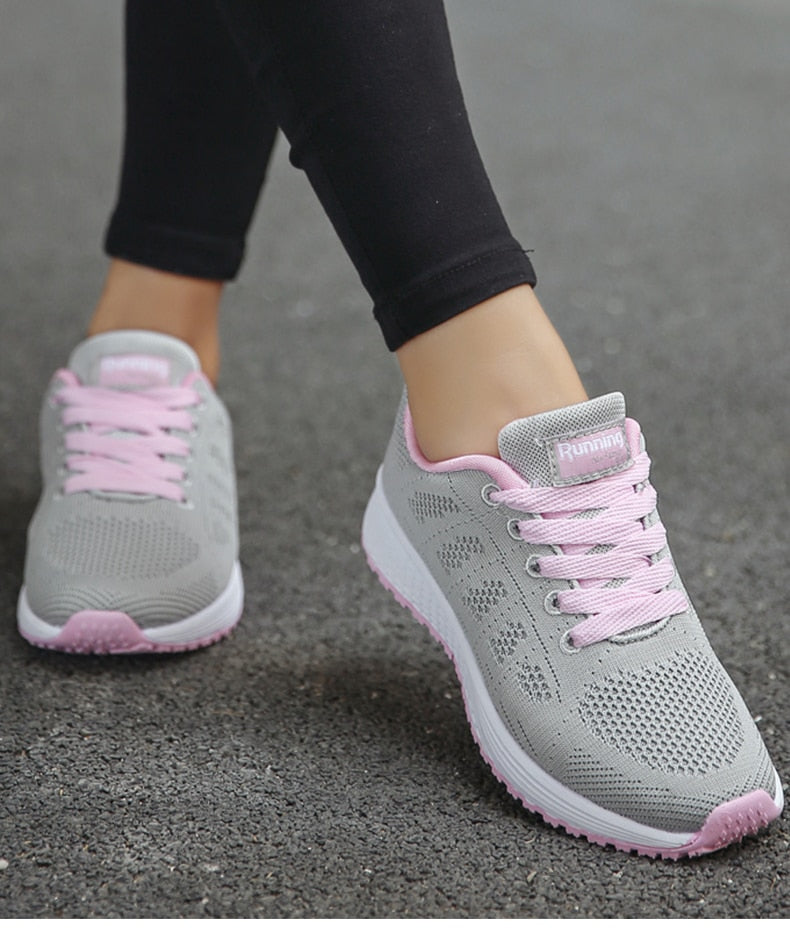 Women's Lightweight Breathable Mesh Sneakers Casual Walking Everyday Lace-Up Running Shoes - Victrafia