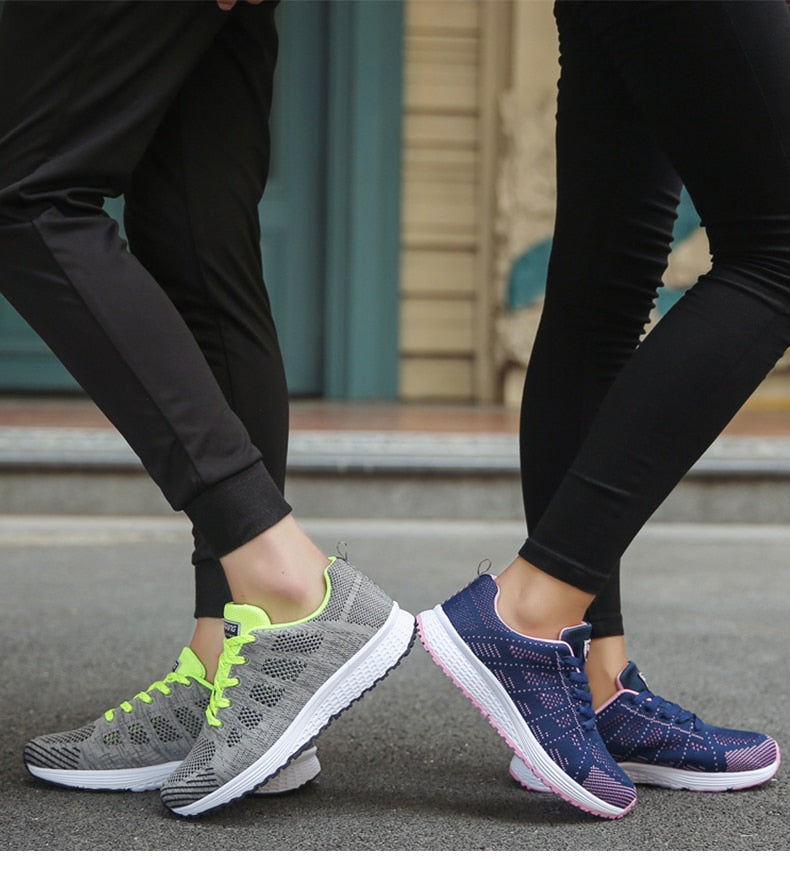 Women's Lightweight Breathable Mesh Sneakers Casual Walking Everyday Lace-Up Running Shoes - Victrafia