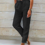 Women's Lightweight Linen Pants Elastic Waist Drawstring Casual Summer - Victrafia