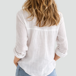 Women's Linen Button-Down Blouse Long Sleeve Casual Summer Work Shirt - Victrafia