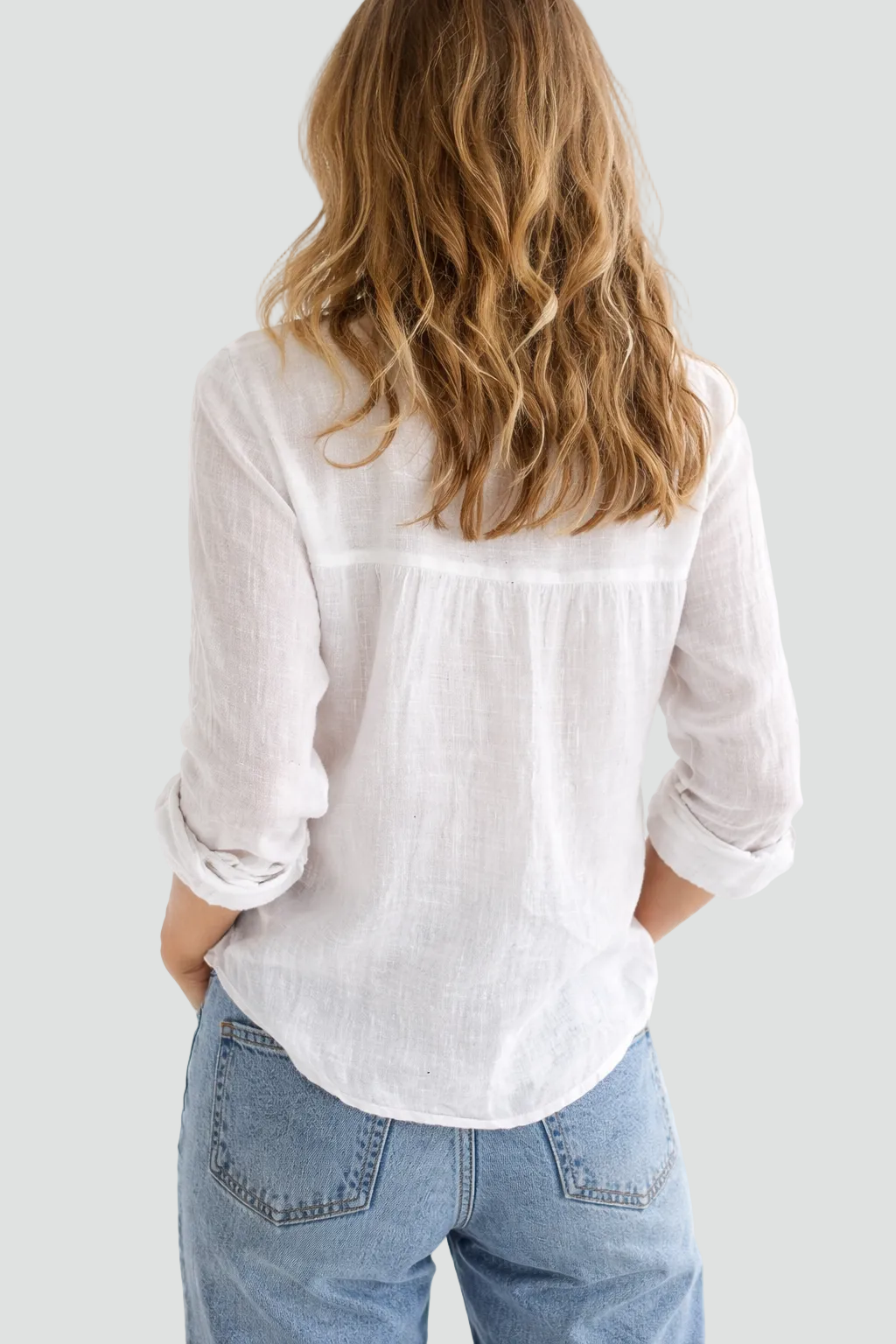 Women's Linen Button-Down Blouse Long Sleeve Casual Summer Work Shirt - Victrafia