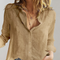 Women's Linen Button-Down Blouse Long Sleeve Casual Summer Work Shirt - Victrafia