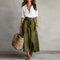 Women's Linen Co-Ord Set High-Waisted Midi Skirt & Blouse Casual Summer Outfit - Victrafia