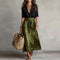 Women's Linen Co-Ord Set High-Waisted Midi Skirt & Blouse Casual Summer Outfit - Victrafia