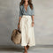 Women's Linen Co-Ord Set High-Waisted Midi Skirt & Blouse Casual Summer Outfit - Victrafia