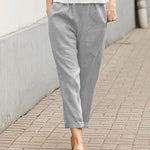Women's Linen-Cotton Harem Pants Tapered Casual Summer Trousers with Pockets - Victrafia