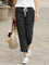 Women's Linen Drawstring Pants Casual Loose Fit Cropped Trousers Summer Beach Vacation - Victrafia