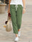 Women's Linen Drawstring Pants Casual Loose Fit Cropped Trousers Summer Beach Vacation - Victrafia