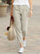 Women's Linen Drawstring Pants Casual Loose Fit Cropped Trousers Summer Beach Vacation - Victrafia