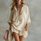 Women's Linen Matching Set Oversized Shirt Shorts Summer Casual Vacation Outfit - Victrafia