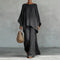 Women's Linen Two-Piece Set Batwing Top Wide Leg Pants Casual Summer Outfit - Victrafia