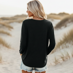 Women's Long Sleeve Relaxed Fit Top Casual Everyday Boho Street Style Shirt with Pocket - Victrafia