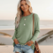 Women's Long Sleeve Relaxed Fit Top Casual Everyday Boho Street Style Shirt with Pocket - Victrafia