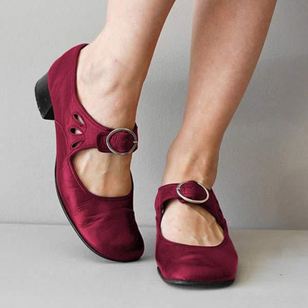 Women's Mary Jane Shoes Buckle Strap Low Heel Casual Office Everyday Flats - Victrafia