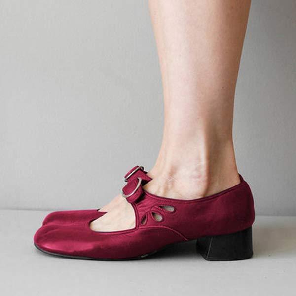 Women's Mary Jane Shoes Buckle Strap Low Heel Casual Office Everyday Flats - Victrafia