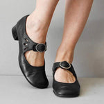 Women's Mary Jane Shoes Buckle Strap Low Heel Casual Office Everyday Flats - Victrafia