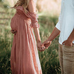 Women's Maternity Maxi Dress Off-Shoulder Flowy Summer Pregnancy Photoshoot - Victrafia