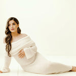 Women's Maternity Maxi Dress Off-Shoulder Long Sleeve Baby Shower Photoshoot - Victrafia