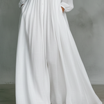 Women's Maxi Dress Long Sleeve Stand Collar Button-Down Flowy Formal Wedding Guest - Victrafia