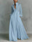 Women's Maxi Dress Long Sleeve Stand Collar Button-Down Flowy Formal Wedding Guest - Victrafia