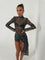 Women's Mesh Mini Dress Long Sleeve High Neck Bodycon Animal Print Party Night Out Club - Victrafia