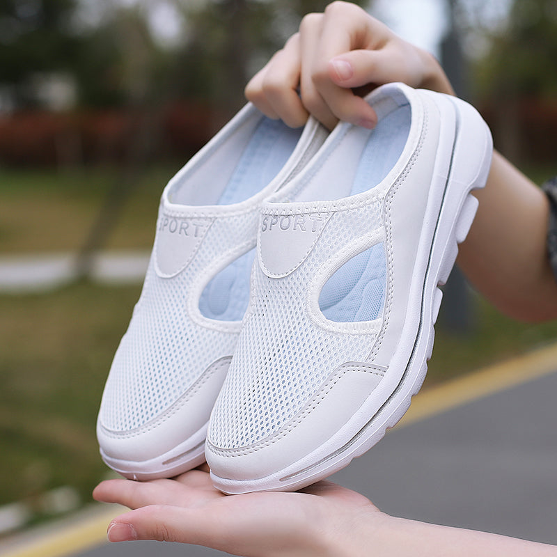Women's Mesh Slip-On Mule Sneakers Breathable Cushioned Casual Walking Summer Shoes - Victrafia