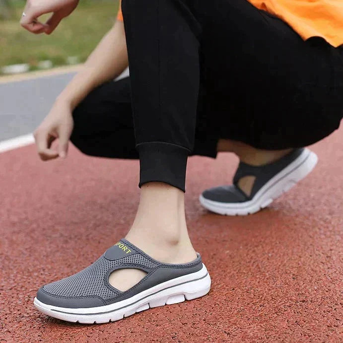 Women's Mesh Slip-On Mule Sneakers Breathable Cushioned Casual Walking Summer Shoes - Victrafia