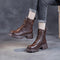 Women's Mid-Calf Platform Boots Chunky Lug Sole Side Zip Casual Leather - Victrafia