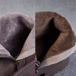 Women's Mid-Calf Platform Boots Chunky Lug Sole Side Zip Casual Leather - Victrafia