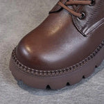 Women's Mid-Calf Platform Boots Chunky Lug Sole Side Zip Casual Leather - Victrafia