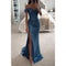 Women's Off-Shoulder Sequin Maxi Dress Side Slit Bodycon Formal Evening Gown Prom Wedding Guest - Victrafia