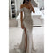 Women's Off-Shoulder Sequin Maxi Dress Side Slit Bodycon Formal Evening Gown Prom Wedding Guest - Victrafia