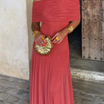 Women's One-Shoulder Maxi Dress Draped Bodice Formal Wedding Guest Evening Gown - Victrafia
