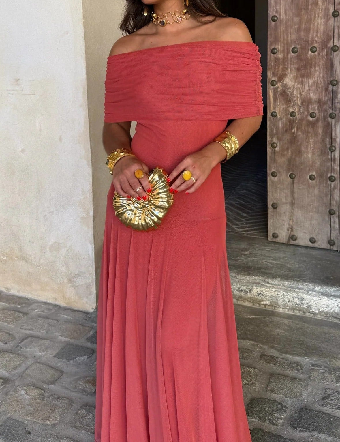 Women's One-Shoulder Maxi Dress Draped Bodice Formal Wedding Guest Evening Gown - Victrafia