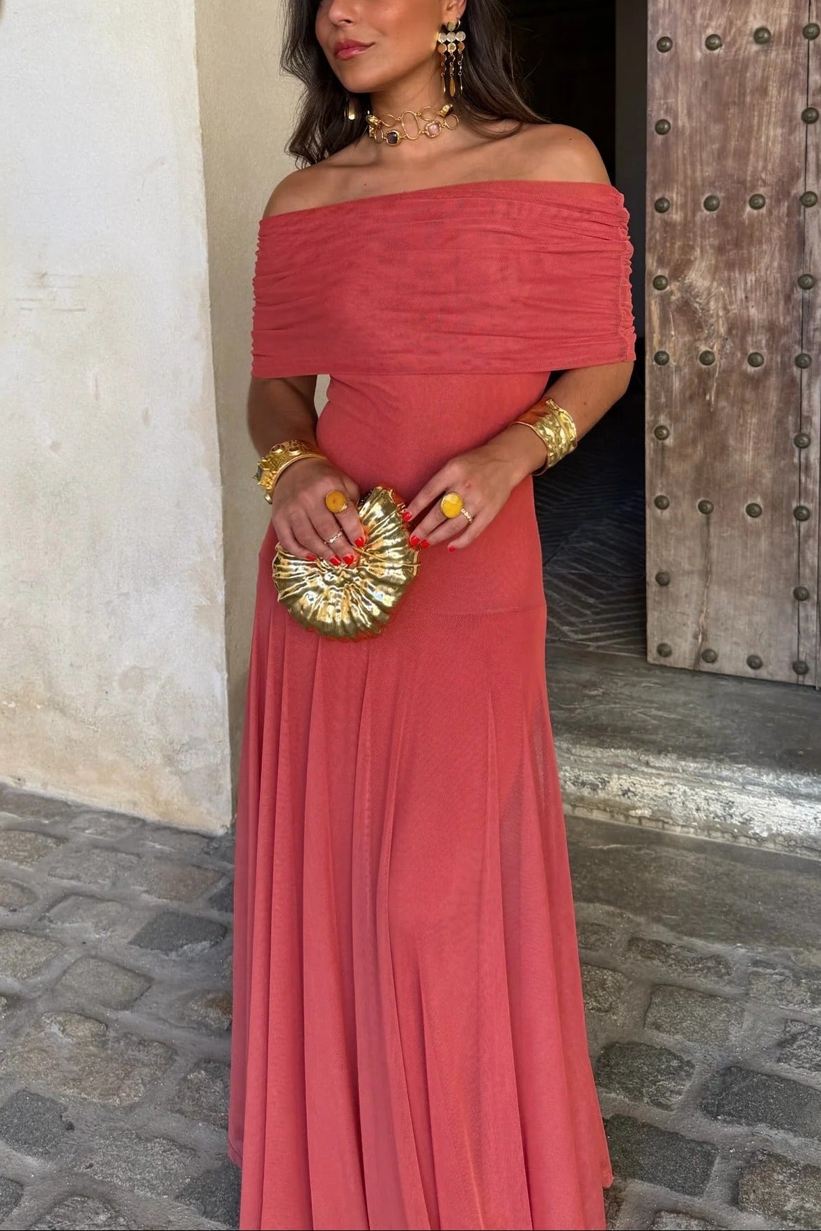Women's One-Shoulder Maxi Dress Draped Bodice Formal Wedding Guest Evening Gown - Victrafia