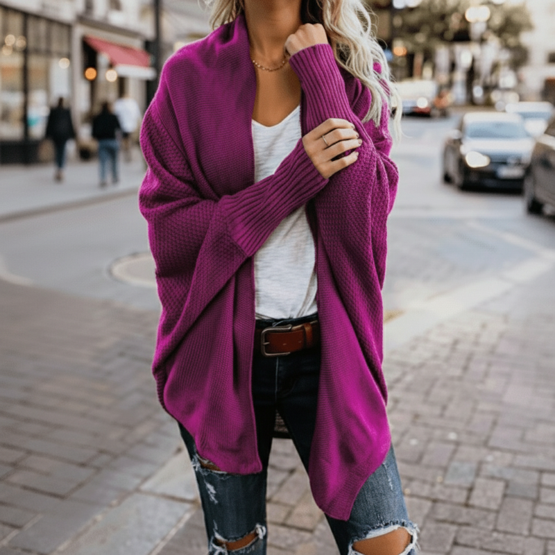 Women's Oversized Batwing Cardigan Open Front Chunky Knit Sweater Casual Fall Winter - Victrafia