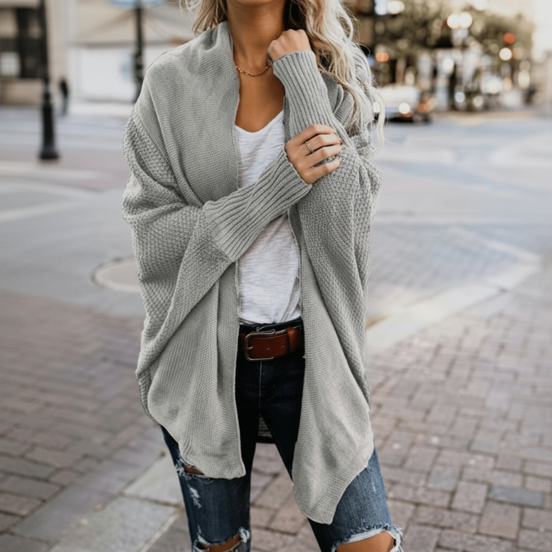 Women's Oversized Batwing Cardigan Open Front Chunky Knit Sweater Casual Fall Winter - Victrafia
